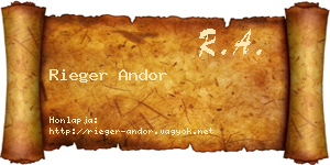 Rieger Andor névjegykártya